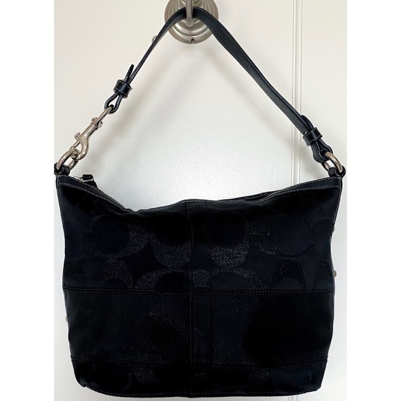 Coach Signature Stripe Studded Lurex Shoulder Bag - Picture 1 of 5